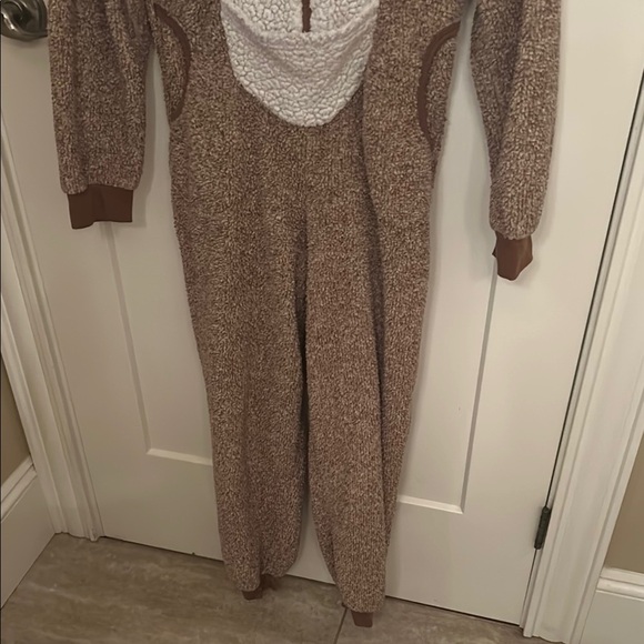 Cozy Deer Brown Fleece Onesie with Hood, size large kids - Picture 2 of 7